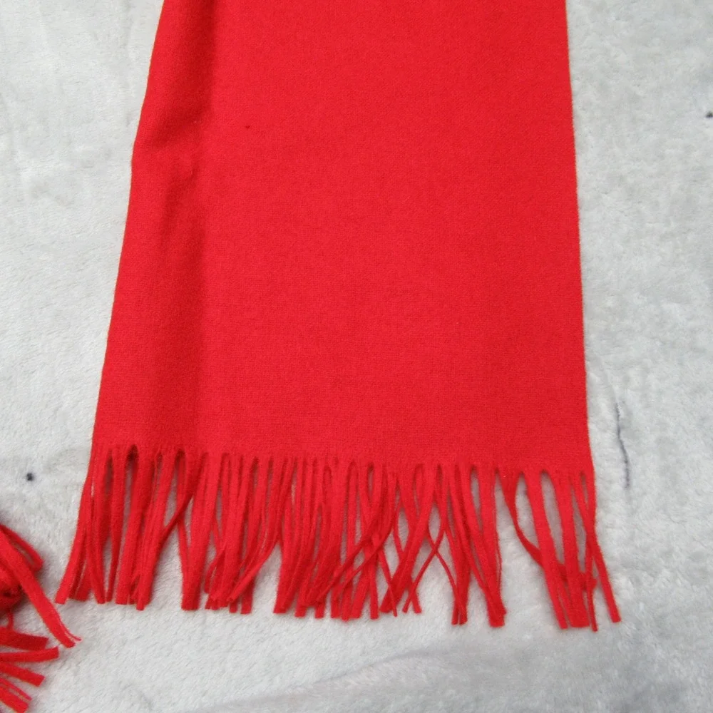 Pendleton Scarf Unisex Red 100% Virgin Wool Fringed Classic Winter USA VTG 70s‎